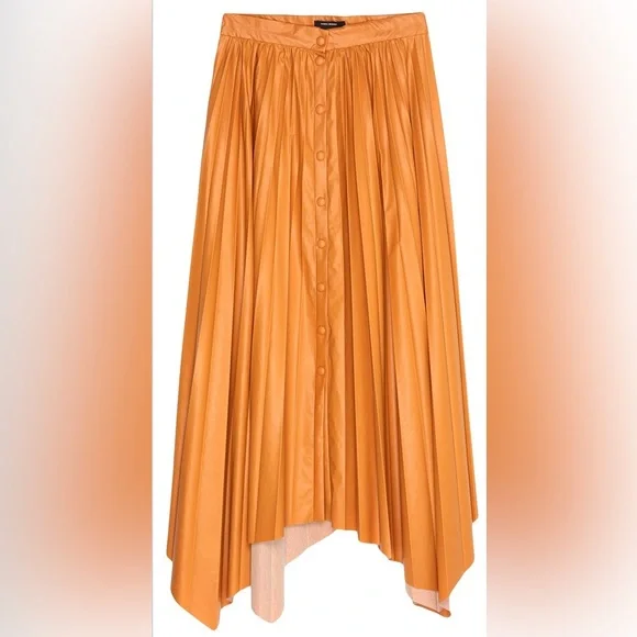 NWT Isabel Marant Davis asymmetric pleated faux leather maxi skirt - Picture 4 of 10